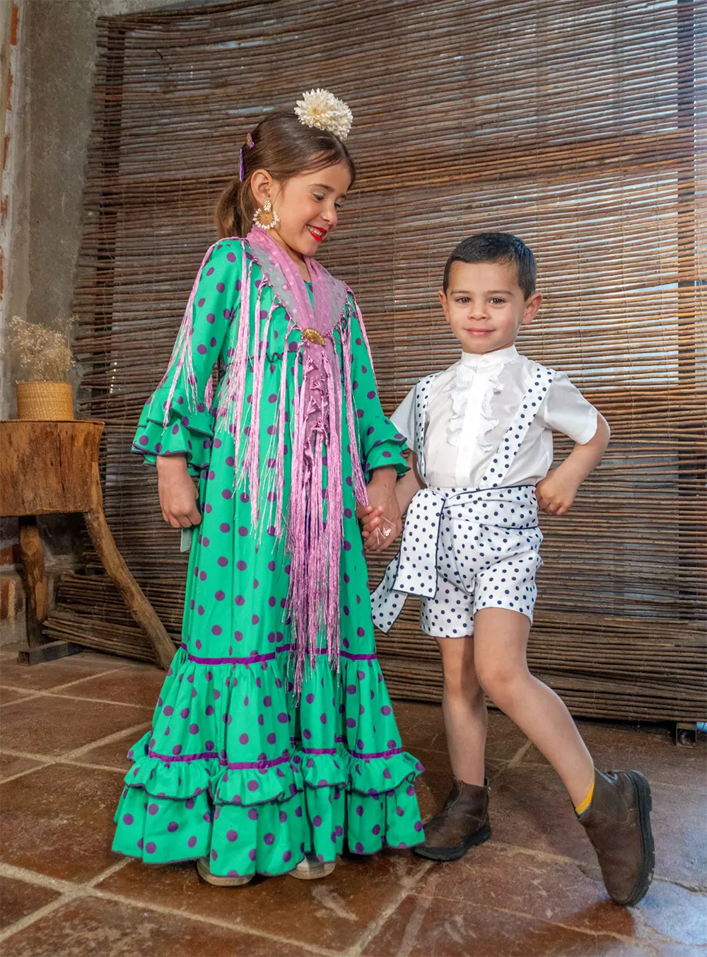 Traje Flamenca Canastero Verde-Morado