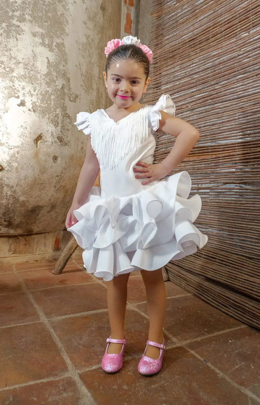 Traje Flamenca Liso con Flecos